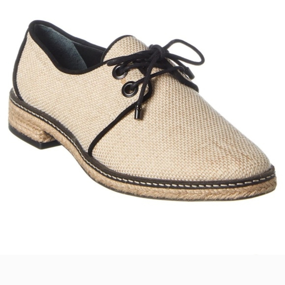 Tory Burch Tan and Black Lace-Up Flats